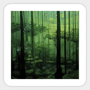 Amazon Rainforest painting, Vincent van Gogh style, oil on canvas Sticker